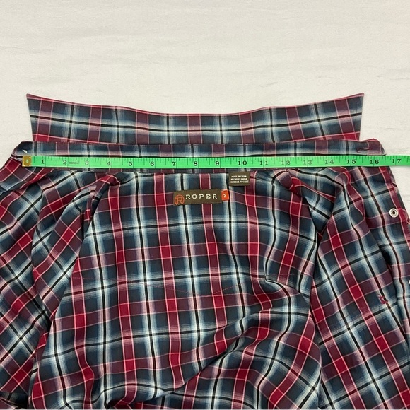 ROPER Long Sleeve Red Plaid Western Yoke Shirt Pearl Snap Pockets Men’s M - Picture 4 of 8